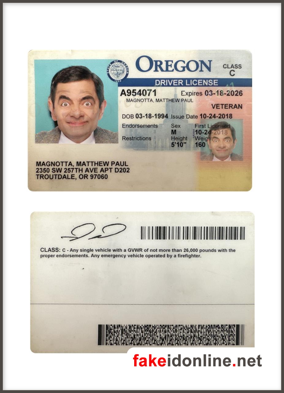 Oregon Driver License New 1200dpi